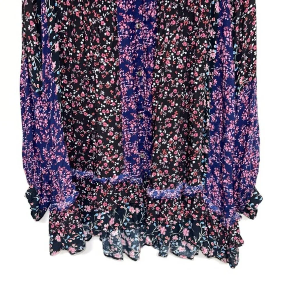 Free People Tunic Dress Women’s Size Small Floral Multi Long Sleeve Flowy Boho‎